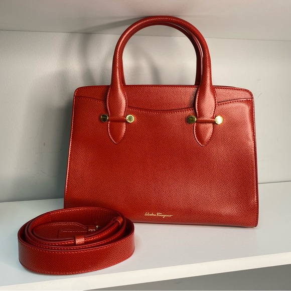 Salvatore Ferragamo Hammered Calfskin Satchel